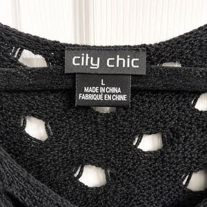 City Chic Black Open Knit Sweater